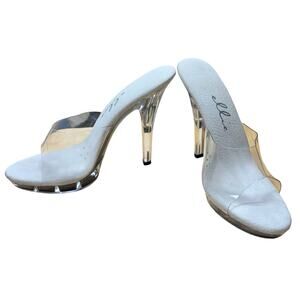 Ellie Slide On Clear Platform 5" High Heel Dance Performance Shoes Size 8